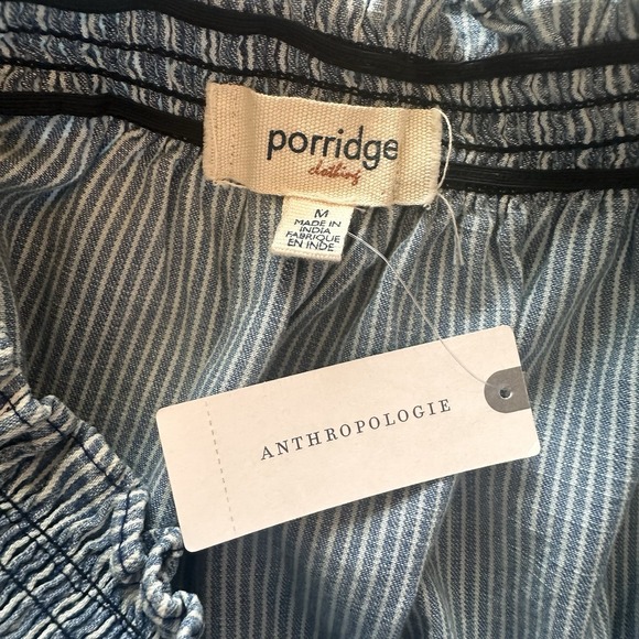 NWT PORRIDGE Anthropologie Medium Ruby Crop Top Balloon Sleeve Denim Beachy Boho - Picture 9 of 9